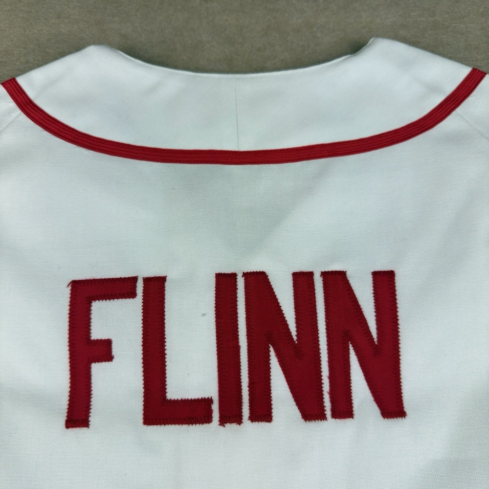 TShirt Museum USA Baseball Jersey Men's M TWA East Flinn #1 White Red Cotton - Picture 6 of 14